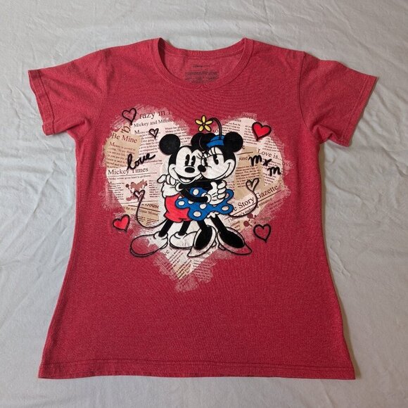 Disney Tops - Disney Mickey and Minnie Mouse valentine shirt love, red, romantic EUC size L